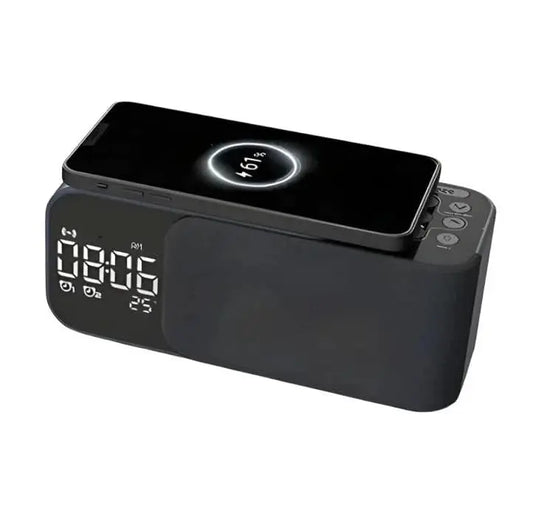 3-in-1 LED Wireless Charging Alarm Clock with FM Radio, Bluetooth Speaker & Temperature Display Tech Xploit