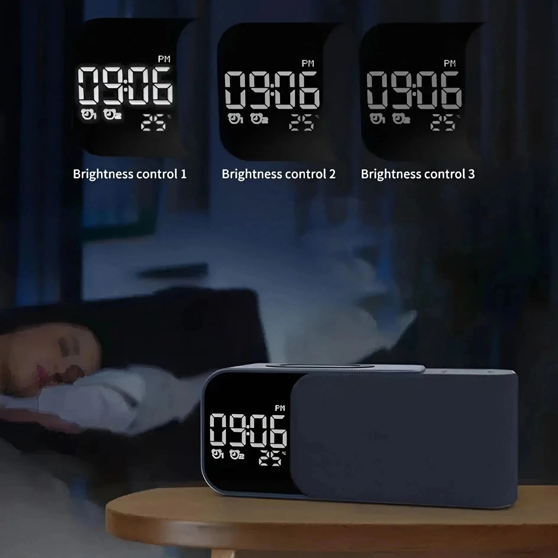 3-in-1 LED Wireless Charging Alarm Clock with FM Radio, Bluetooth Speaker & Temperature Display Tech Xploit