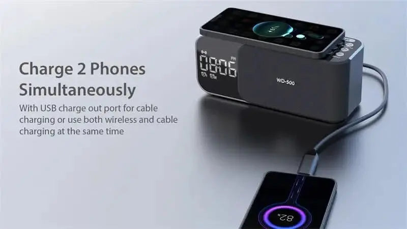 3-in-1 LED Wireless Charging Alarm Clock with FM Radio, Bluetooth Speaker & Temperature Display Tech Xploit