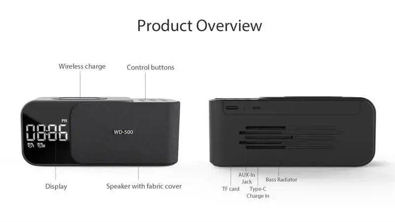 3-in-1 LED Wireless Charging Alarm Clock with FM Radio, Bluetooth Speaker & Temperature Display Tech Xploit