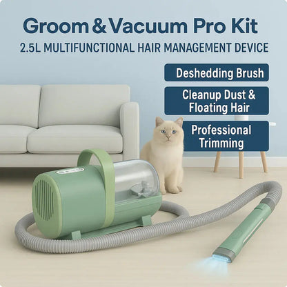 6-in-1 Pet Grooming Vacuum Kit for Dogs & Cats | Pet Hair Remover, Clippers, Nail Grinder & Shedding Brush - Tech Xploit
