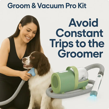 6-in-1 Pet Grooming Vacuum Kit for Dogs & Cats | Pet Hair Remover, Clippers, Nail Grinder & Shedding Brush - Tech Xploit