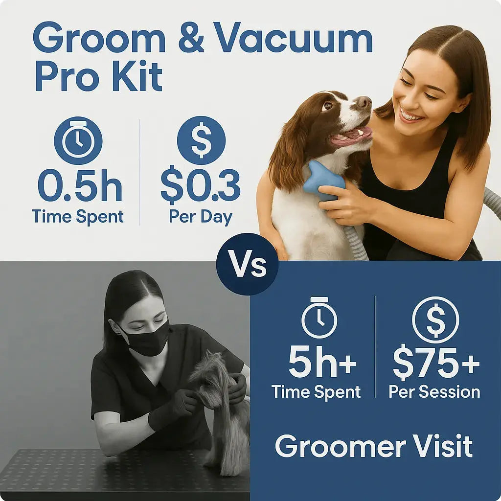 6 in 1 Pet Grooming Vacuum Kit with Clippers, Nail Grinder, Shedding Brush & 2.5L Cup | Dogs & Cats Tech Xploit