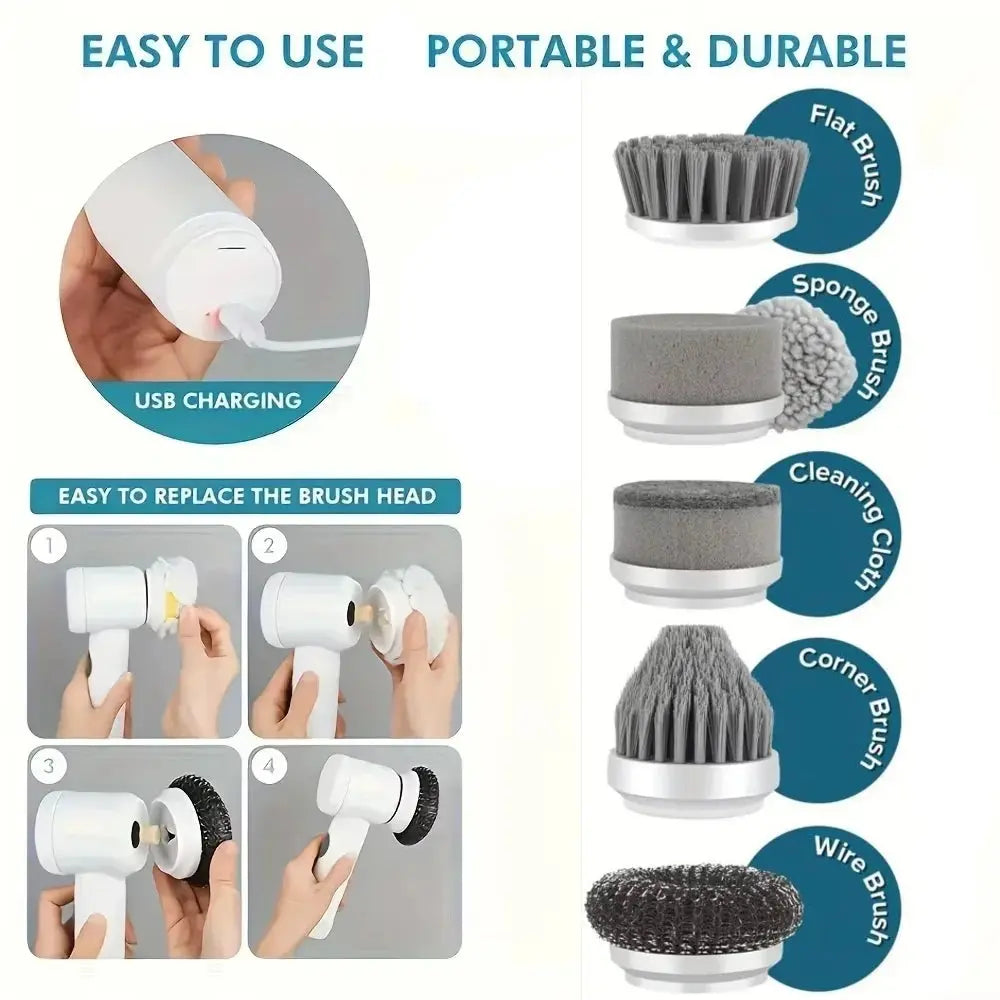 Cordless Electric Spin Scrubber for Kitchen Sink, Bathroom & Window Cleaning Tech Xploit