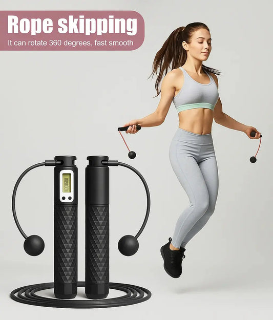 Cordless Jump Rope with Counter – Weighted Ropeless Skipping Rope for Home & Gym Fitness - Tech Xploit