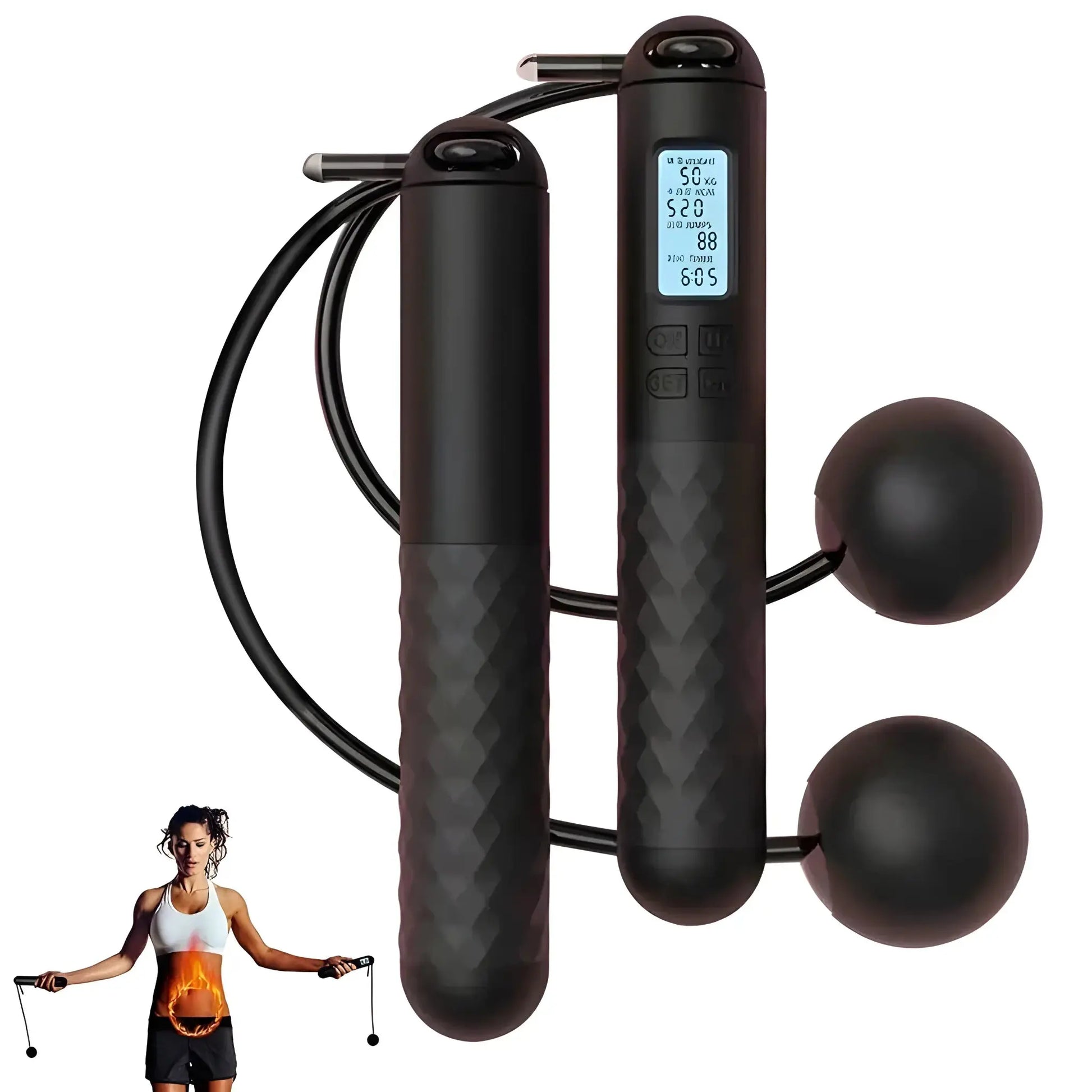 Cordless Jump Rope with Counter – Weighted Ropeless Skipping Rope for Home & Gym Fitness - Tech Xploit