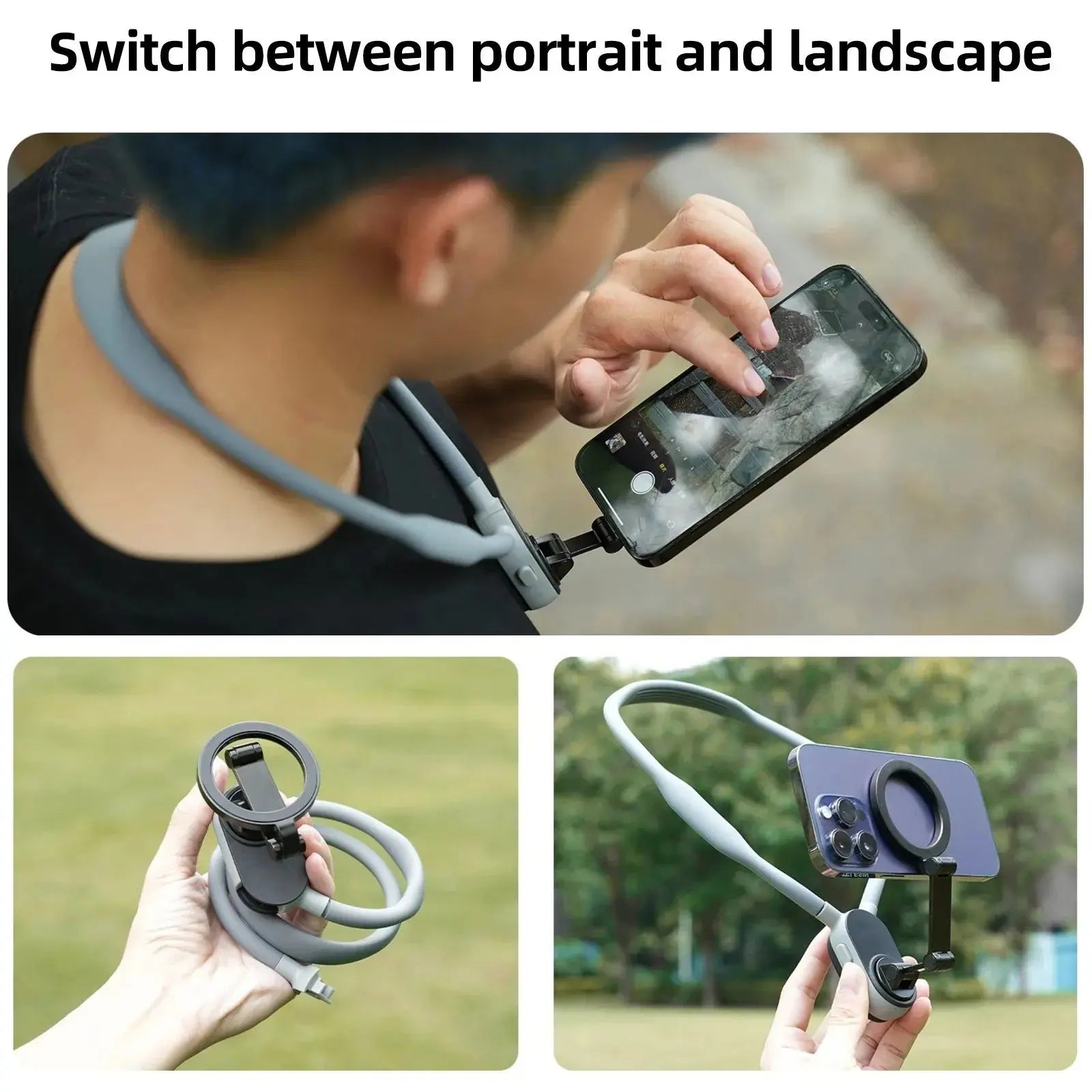 Magnetic Neck Mount for Phones, 360° Rotation, POV/Vlog Selfie Strap, iPhone & Android Tech Xploit