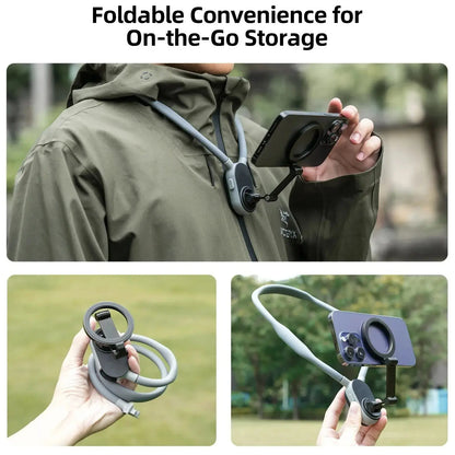 Magnetic Neck Mount for Phones, 360° Rotation, POV/Vlog Selfie Strap, iPhone & Android Tech Xploit