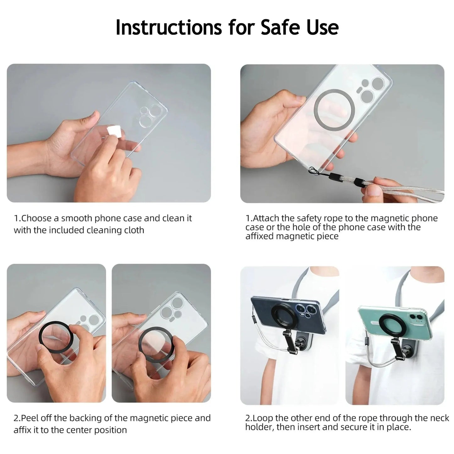Magnetic Neck Mount for Phones, 360° Rotation, POV/Vlog Selfie Strap, iPhone & Android Tech Xploit