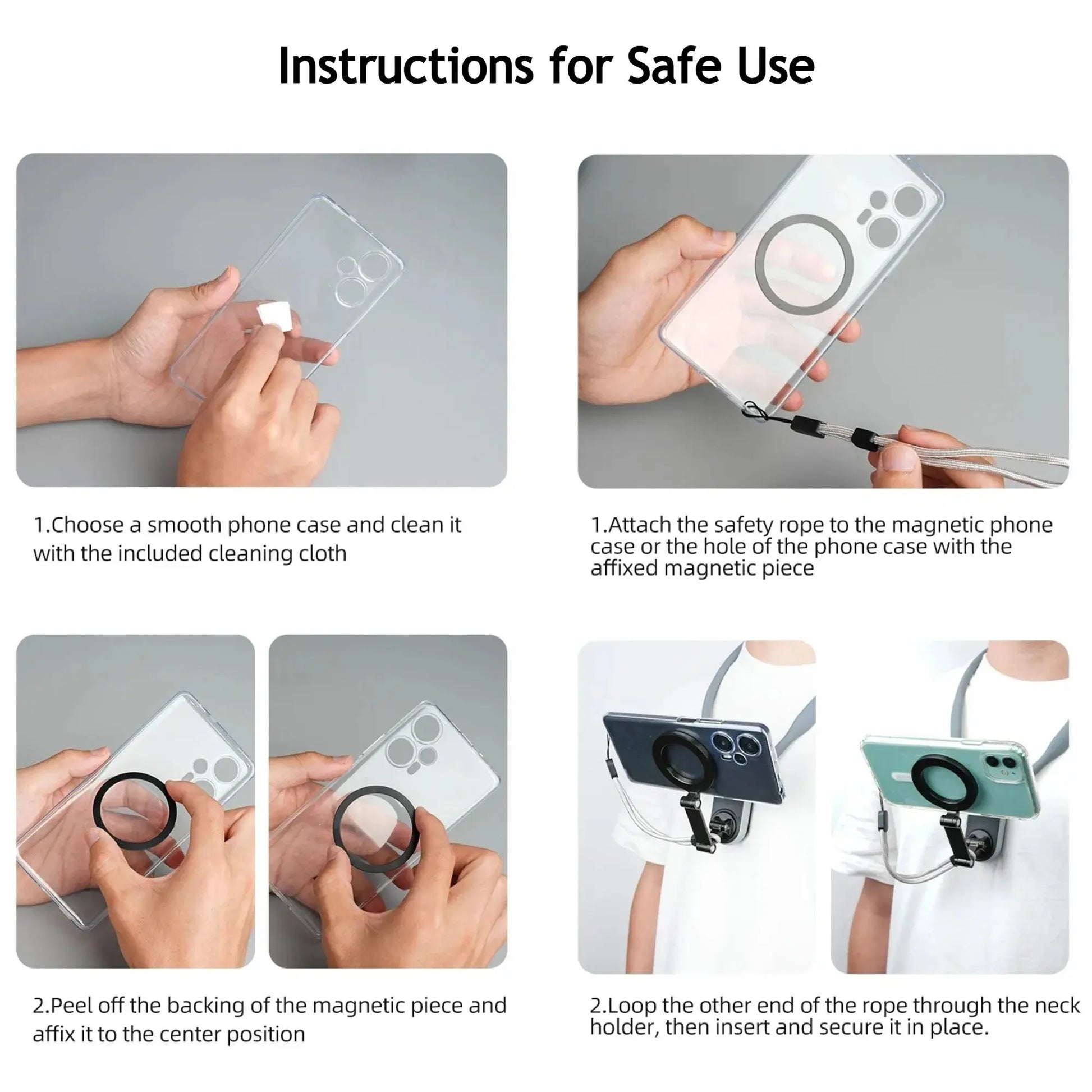 Magnetic Neck Mount for Phones, 360° Rotation, POV/Vlog Selfie Strap, iPhone & Android Tech Xploit