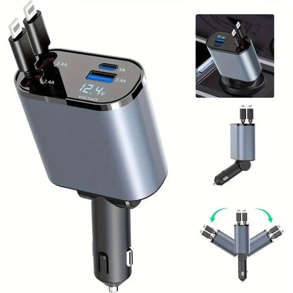 Retractable Fast Car Charger (120 W) - Tech Xploit