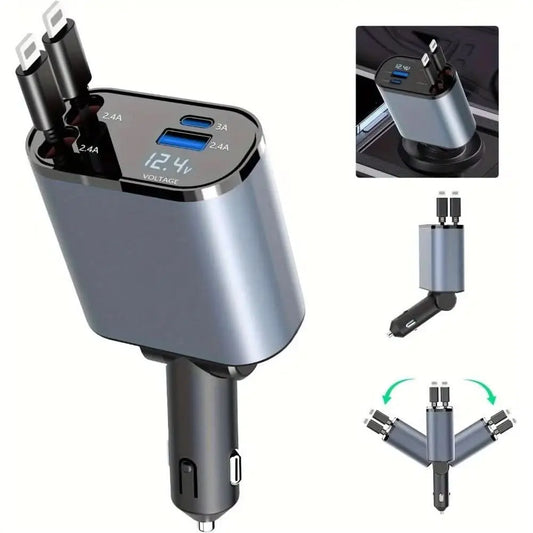 Retractable Fast Car Charger (120 W) - Tech Xploit