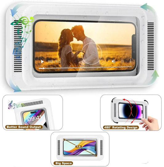 Waterproof Shower Phone Holder – Wall Mount, Touchscreen, Anti-Fog & 360° Rotation - Tech Xploit