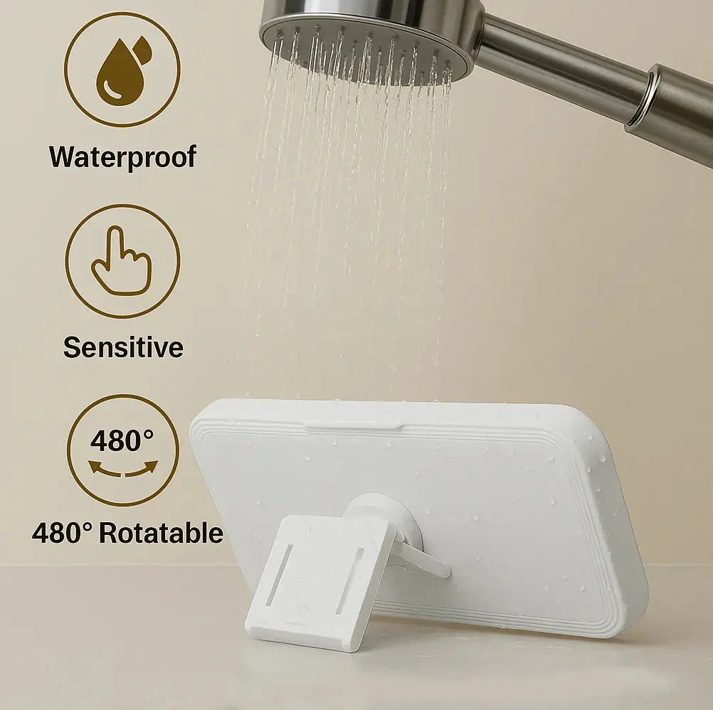 Waterproof Shower Phone Holder – Wall Mount, Touchscreen, Anti-Fog & 360° Rotation - Tech Xploit